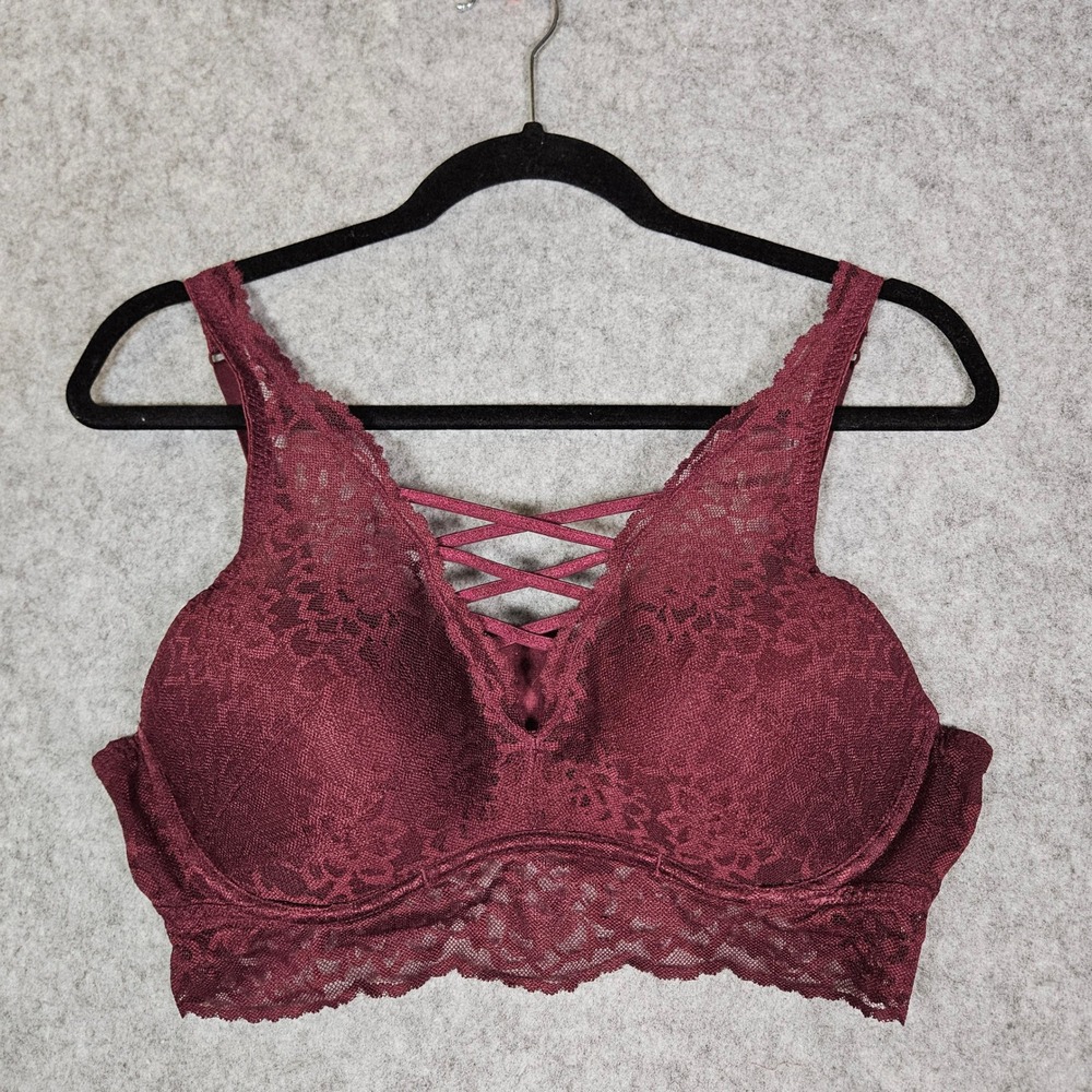 PINK Victoria's Secret Womens Push Up Bra Strappy Romantic Support Comfort Sz L